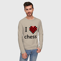 Лонгслив хлопковый мужской I love chess, цвет: миндальный — фото 2