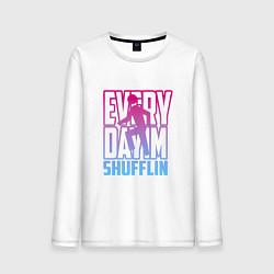 Лонгслив хлопковый мужской Everyday I'm shuffling, цвет: белый
