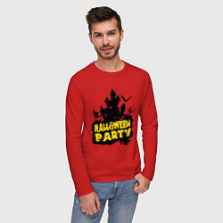 Лонгслив хлопковый мужской Halloween party-замок, цвет: красный — фото 2