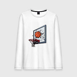 Лонгслив хлопковый мужской Уличный баскетбол, цвет: белый