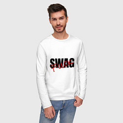 Лонгслив хлопковый мужской SWAG Fuck, цвет: белый — фото 2