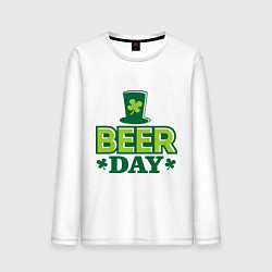 Лонгслив хлопковый мужской Beer day, цвет: белый