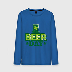Лонгслив хлопковый мужской Beer day цвета синий — фото 1
