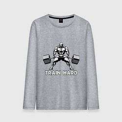 Лонгслив хлопковый мужской Train hard тренируйся усердно, цвет: меланж