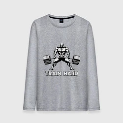 Лонгслив хлопковый мужской Train hard тренируйся усердно, цвет: меланж