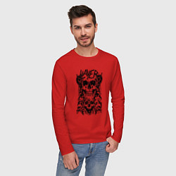 Лонгслив хлопковый мужской Slayer Skulls, цвет: красный — фото 2