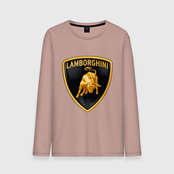 Лонгслив хлопковый мужской Lamborghini logo, цвет: пыльно-розовый