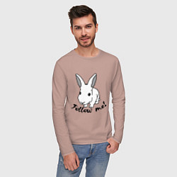 Лонгслив хлопковый мужской Rabbit: follow me, цвет: пыльно-розовый — фото 2