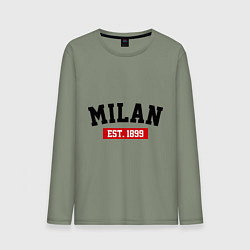 Лонгслив хлопковый мужской FC Milan Est. 1899, цвет: авокадо