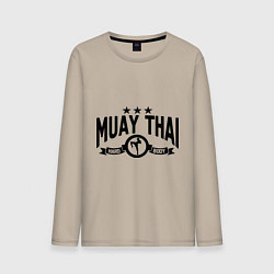 Лонгслив хлопковый мужской Muay thai boxing, цвет: миндальный