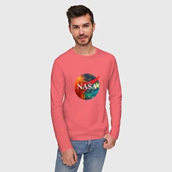 Лонгслив хлопковый мужской NASA: Nebula, цвет: коралловый — фото 2