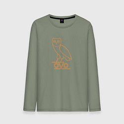 Лонгслив хлопковый мужской OVO Owl, цвет: авокадо