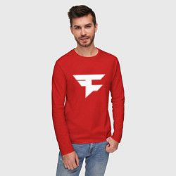 Лонгслив хлопковый мужской FAZE Symbol, цвет: красный — фото 2