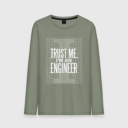 Лонгслив хлопковый мужской I'm an Engineer, цвет: авокадо