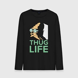 Лонгслив хлопковый мужской Zoidberg: Thug Life, цвет: черный
