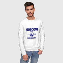 Лонгслив хлопковый мужской MGU Moscow University, цвет: белый — фото 2