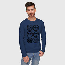 Лонгслив хлопковый мужской HU Masks, цвет: тёмно-синий — фото 2