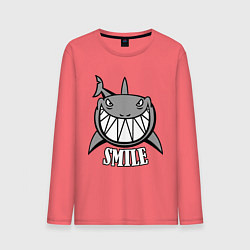 Лонгслив хлопковый мужской Shark Smile, цвет: коралловый