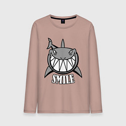 Лонгслив хлопковый мужской Shark Smile, цвет: пыльно-розовый
