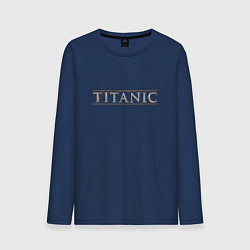 Лонгслив хлопковый мужской Титаник Лого, цвет: тёмно-синий