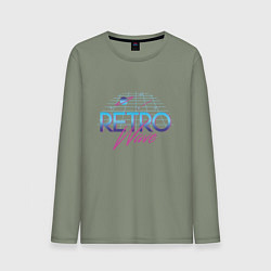 Лонгслив хлопковый мужской Retrowave Spacetraveling, цвет: авокадо