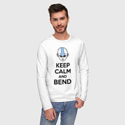 Лонгслив хлопковый мужской Keep Calm & Bend, цвет: белый — фото 2