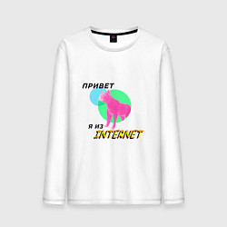 Лонгслив хлопковый мужской Привет я из internet, цвет: белый