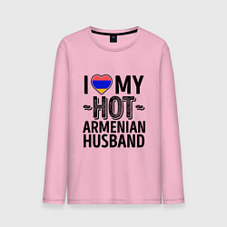 Лонгслив хлопковый мужской Люблю моего армянского мужа цвета светло-розовый — фото 1