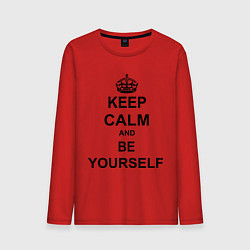 Лонгслив хлопковый мужской Keep Calm & Be Yourself, цвет: красный