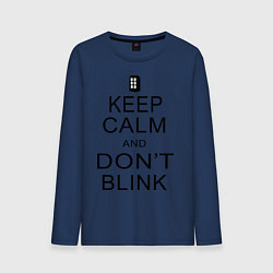 Лонгслив хлопковый мужской Keep Calm & Don't Blink, цвет: тёмно-синий