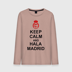 Лонгслив хлопковый мужской Keep Calm & Hala Madrid, цвет: пыльно-розовый