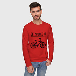Лонгслив хлопковый мужской Lets bike it, цвет: красный — фото 2