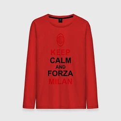Лонгслив хлопковый мужской Keep Calm & Forza Milan, цвет: красный