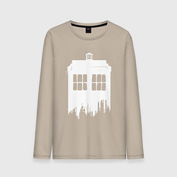 Лонгслив хлопковый мужской Тардис white - Доктор Кто, цвет: миндальный