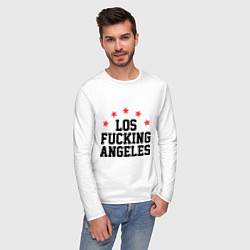 Лонгслив хлопковый мужской Los Fucking Angeles, цвет: белый — фото 2
