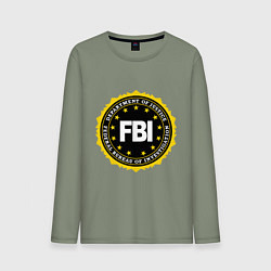Лонгслив хлопковый мужской FBI Departament, цвет: авокадо
