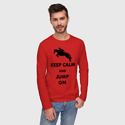 Лонгслив хлопковый мужской Keep Calm & Jump On, цвет: красный — фото 2