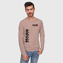 Лонгслив хлопковый мужской MASS EFFECT N7, цвет: пыльно-розовый — фото 2