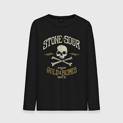 Лонгслив хлопковый мужской Stone Sour: Gold Bones цвета черный — фото 1