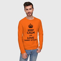 Лонгслив хлопковый мужской Keep Calm & Love Harry Styles цвета оранжевый — фото 2
