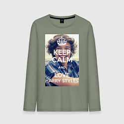 Лонгслив хлопковый мужской Keep Calm & Love Harry Styles, цвет: авокадо