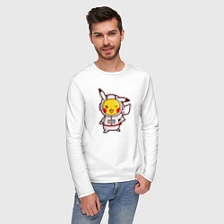 Лонгслив хлопковый мужской Pikachu Astronaut, цвет: белый — фото 2