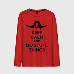 Лонгслив хлопковый мужской Keep Calm & Do Stuff Things, цвет: красный