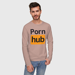Лонгслив хлопковый мужской PornHub, цвет: пыльно-розовый — фото 2