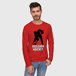 Лонгслив хлопковый мужской Russian Black Hockey, цвет: красный — фото 2