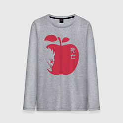 Лонгслив хлопковый мужской Тетрадь Смерти - Рюк и яблоко, цвет: меланж