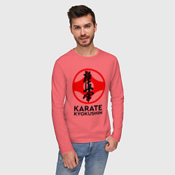 Лонгслив хлопковый мужской Karate Kyokushin, цвет: коралловый — фото 2