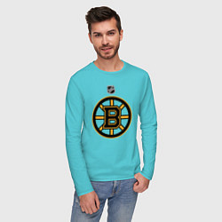 Лонгслив хлопковый мужской Boston Bruins NHL цвета бирюзовый — фото 2