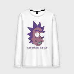 Лонгслив хлопковый мужской Wubba lubba dub dub, цвет: белый