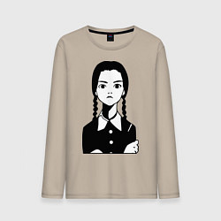 Лонгслив хлопковый мужской Wednesday Addams, цвет: миндальный